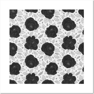 black and white flower pattern fancy cute floral Posters and Art